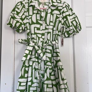 Jessica Simpson Green and White Dress